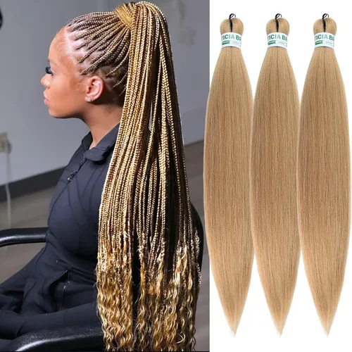 Miniatura 106 de Cabello estirado de fibra Kanekalon para trenzar con cabello humano, color oro rosado, 30 pulgadas