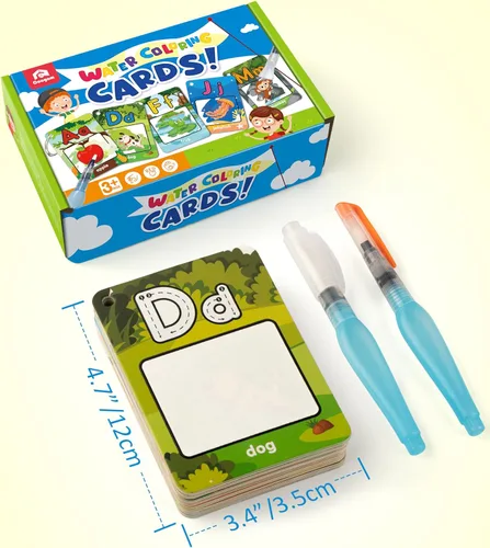 Miniatura 7 de Coogam Tarjetas del alfabeto para colorear al agua, pintura acuática, dibujo al agua, 26 letras ABC, juguete educativo Montessori, regalo para niños