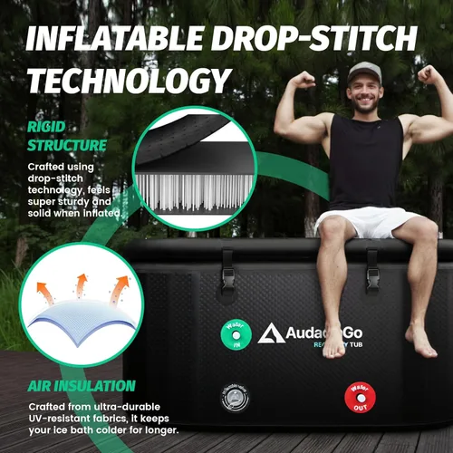 Miniatura 3 de XXL - Bañera de hielo para atletas, compatible con enfriadores de agua, bañera inflable de inmersión en frío de 216 galones con tapa aislada