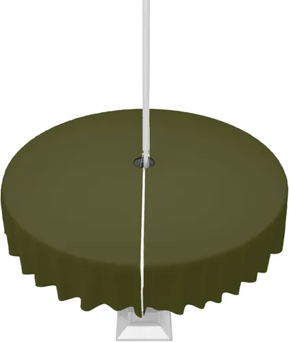 Miniatura 88 de QueenKer Mantel de exterior verde oliva con agujero para sombrilla y cremallera, mantel de color sólido para mesas cuadradas, colección de mesa