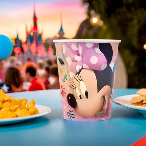 Miniatura 5 de Tazas de papel multicolor de Disney Iconic Minnie Mouse (9 onzas), 8 unidades, perfectas para cumpleaños y celebraciones, destaca y deleita a tus