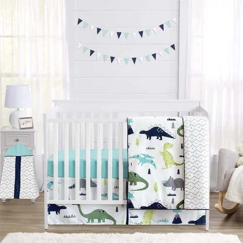 Miniatura 11 de Sweet Jojo Designs Acuarela dinosaurio dinosaurio bebé niño cuna juego de ropa de cama bebé cuarto manta sábana bajera falda pañal apilador 4p verde