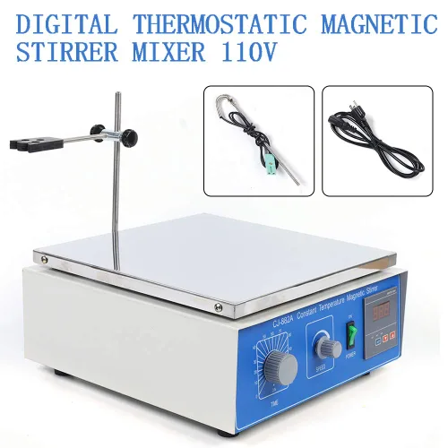 Miniatura 6 de Agitador magnético digital de placa caliente de 10L 300W, mezclador de laboratorio con calefacción termostática, velocidad ajustable de 0-1250 RPM
