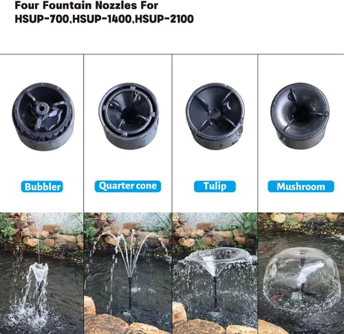 Miniatura 2 de WaterRebirth (HSUP-1400F) Bomba de agua sumergible con chorros de fuente - Bomba de estanque - Bomba sumergible - Bomba de fuente de agua - Bomba