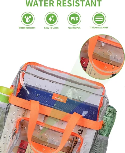 Miniatura 10 de MAY TREE Bolsa transparente para eventos en estadios de 12 x 6 x 12 pulgadas, bolsa de almuerzo transparente con correas reforzadas para trabajo