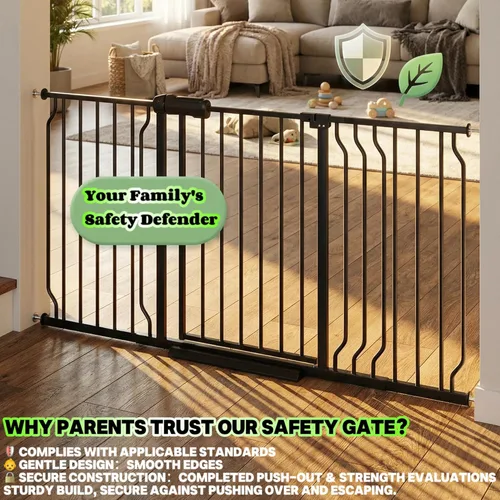 Miniatura 6 de Puertas de bebé extra anchas para puertas 52.76"-62.20" Puerta de bebé extra ancha Puerta para perros Montada a presión Sin perforación con paso