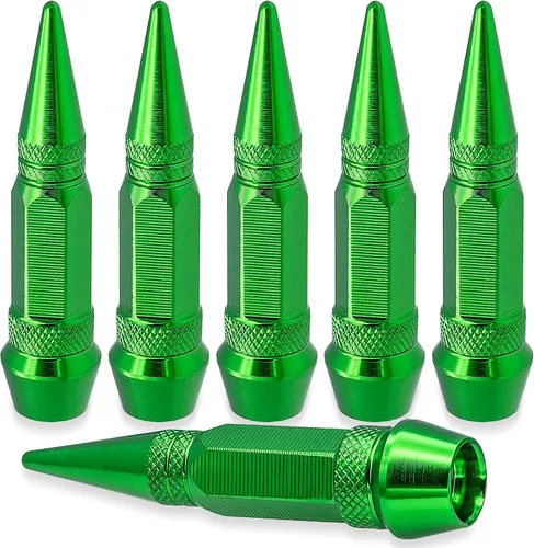Miniatura 38 de 4 piezas de tapas de válvula de rueda con estilo púas, cubiertas universales de válvula de rueda de aleación de aluminio a prueba de polvo