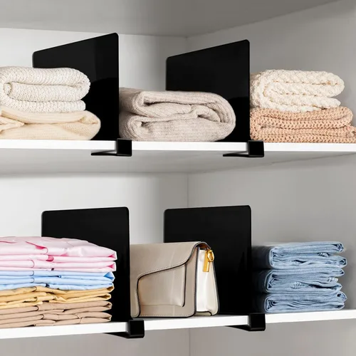 Miniatura 9 de HBlife 6 separadores de estantes negros, organizador vertical de bolso para armario, perfecto para suéteres, camisas, bolsos en el dormitorio