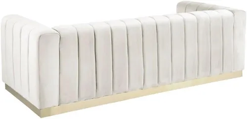 Miniatura 4 de Meridian Furniture 603Cream-S Colección Marlon Modern Sofá tapizado de terciopelo contemporáneo con acolchado de canal profundo, base de acero