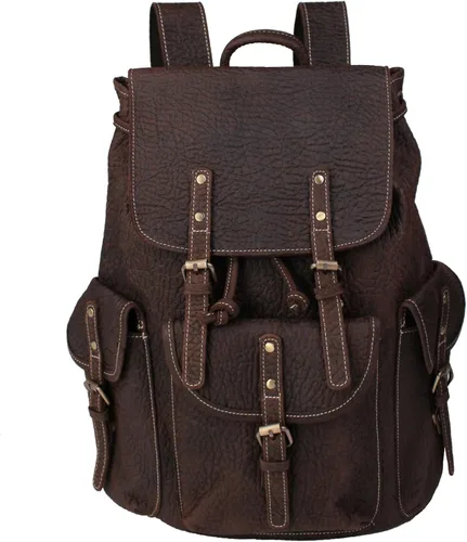 Mochila retro de cuero genuino para hombre, adecuada para portátiles de 16 pulgadas, para viajes de negocios, mochila diaria, Gris, Mochilas de viaje