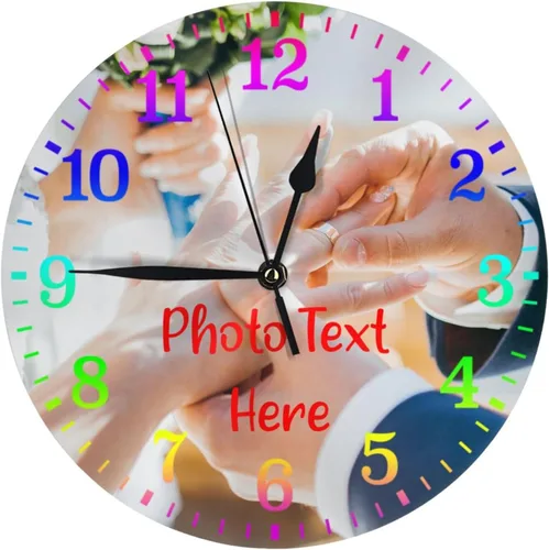 Miniatura 13 de Reloj personalizado personalizado relojes de pared personalizados tus 4 fotos nombre de texto silencioso 10 pulgadas, PVC, placa de marcación