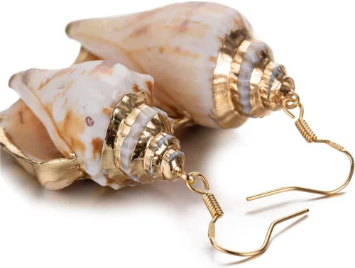 Miniatura 4 de lureme Joyería de playa Casual Seashell Conch Drop Cuelga Pendientes para Mujeres y Niñas (er006199)