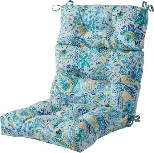Miniatura 73 de Cojines para silla de respaldo alto para exteriores, diseño de asiento y respaldo con bisagras de una pieza, reversibles con 4 lazos, tela