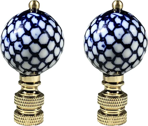 Miniatura 7 de Royal Designs, Inc. Decorativos Chinoiserie Azul y Blanco Terminales de Lámpara (Longevidad - 2 Pk)