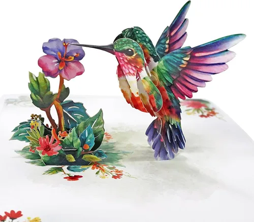 Miniatura 10 de CUTPOPUP - Tarjetas de cumpleaños emergentes de pavo real para mujer, tarjeta de felicitación de flores de cumpleaños 3D para su esposa, madre