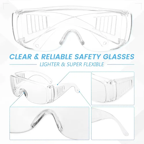 Miniatura 5 de WFEANG Gafas de seguridad transparentes a granel, gafas protectoras ligeras para hombres y mujeres, resistentes a impactos y arañazos, para usar