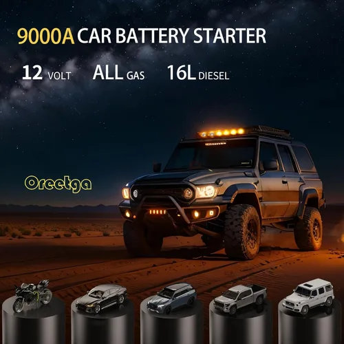 Miniatura 3 de Arrancador Cargador de Batería de Coche de 9000A con Compresor de Aire, Inflador de Neumáticos de 150PSI (Toda Gasolina/16L Diésel), Caja