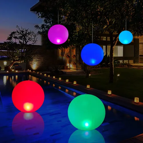 Miniatura 7 de Rukars Luz de Piscina de Bola Flotante Solar 4 PCS, 14 Pulgadas Inflable Colgable IP68 Impermeable Recargable LED Globo Luminoso de Cambio