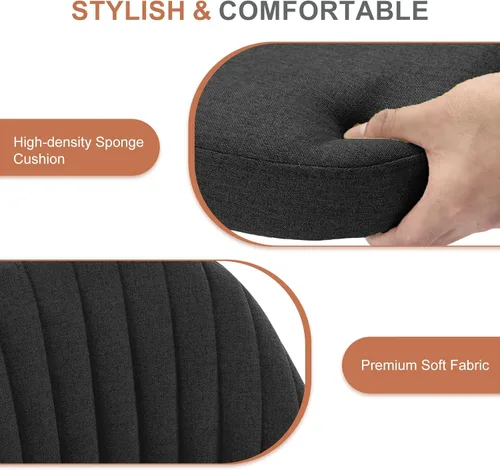Miniatura 4 de DUMOS Silla de oficina, cómoda silla de escritorio rodante de tocador giratoria de trabajo con ruedas, asiento ancho, sin brazos, altura ajustable