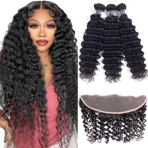 Miniatura 19 de Amella Hair Paquetes de Cabello Humano Brasileño Rizado con Cierre Grado 8A Virgen Sin Procesar Paquetes de Tejido de Cabello Brasileño con Cierre