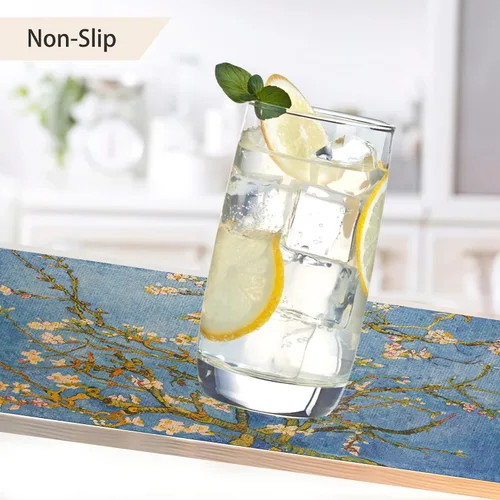 Miniatura 4 de Juego de 6 manteles individuales con diseño de almendros en flor, resistentes al calor, lavables, antideslizantes, para decoración de fiestas