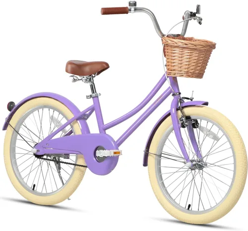 Miniatura 39 de Glerc Little Molly - Bicicleta de crucero retro para niños de 2 a 13 años de edad con cesta de mimbre y ruedas de entrenamiento/soporte, varios