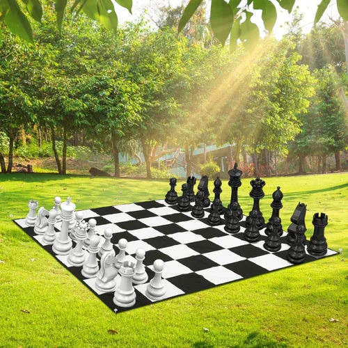 Miniatura 6 de Tapete gigante de nailon para juego de ajedrez de 9 x 9 pies para exteriores con 4 clavos de tierra y bolsa de almacenamiento, compatible