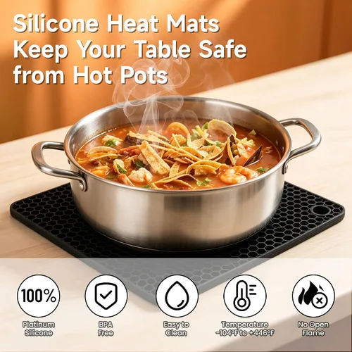 Miniatura 2 de Salvamanteles de silicona para platos calientes, almohadillas calientes antideslizantes para protector de encimera de cocina, alfombrilla resistente