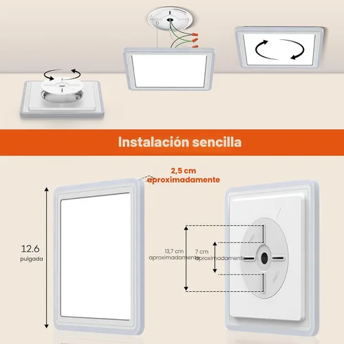 Miniatura 7 de Annaror Lámpara de techo LED inteligente WiFi, lámpara de montaje empotrado RGB de 13 pulgadas con control remoto, compatible con Alexa Google Home