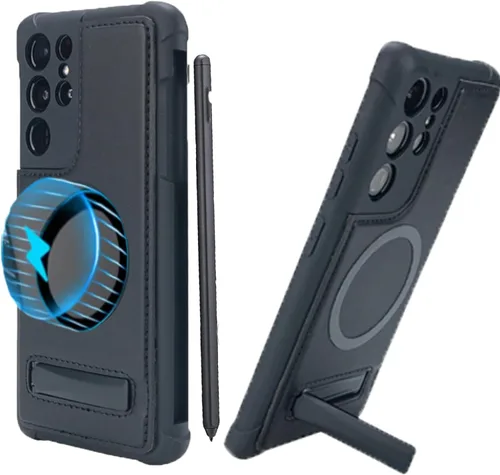 Miniatura 9 de Funda para Galaxy S21 Ultra con soporte para bolígrafo S, silicona líquida con ranura para lápiz capacitivo (bolígrafo no incluido), protección Negro