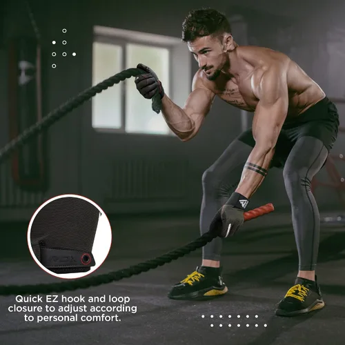 Miniatura 3 de Guantes de levantamiento de peso RDX con soporte para muñecas - Pantalla táctil de dedo completo para gimnasio, transpirables, antideslizantes