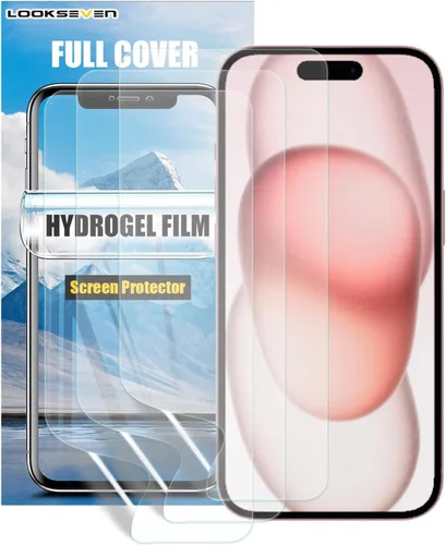 Miniatura 11 de LOOKSEVEN Paquete de 3 películas de hidrogel para iPhone 14 Pro Max, protector de pantalla de TPU suave transparente de alta sensibilidad
