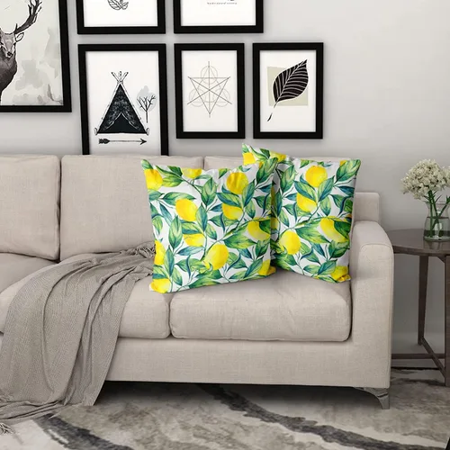 Miniatura 5 de Juego de 2 fundas de almohada cuadradas decorativas para sofá, automóvil, dormitorio, decoración del hogar con diseño de hojas verdes de 20 x 20