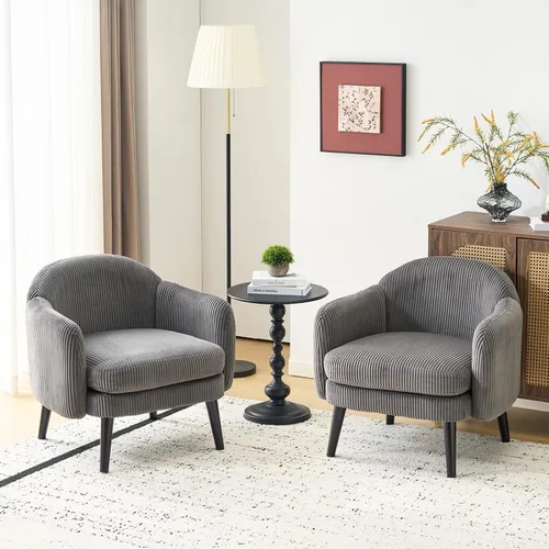 Miniatura 15 de VINGLI Sillón de Acento Moderno Tipo Barril de 30.3" de Ancho con Reposabrazos Track, Patas de Madera Sólida, Cómoda Silla Club Tapizada, Sofá
