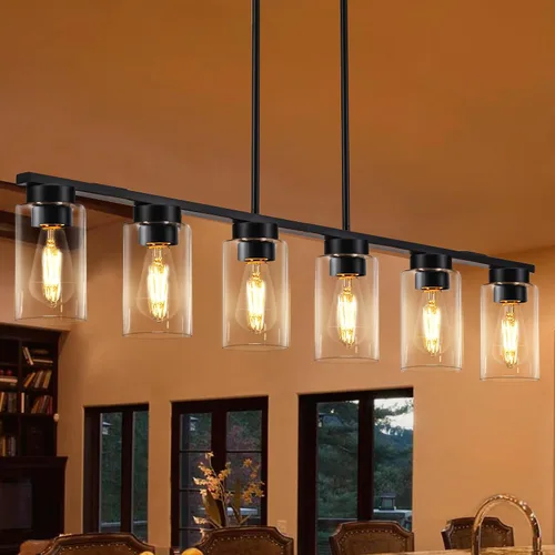 Miniatura 11 de Luces de isla para cocina, 4 luces negras para comedor sobre mesa, iluminación moderna para isla de cocina, casa de campo, isla de cocina, lámparas