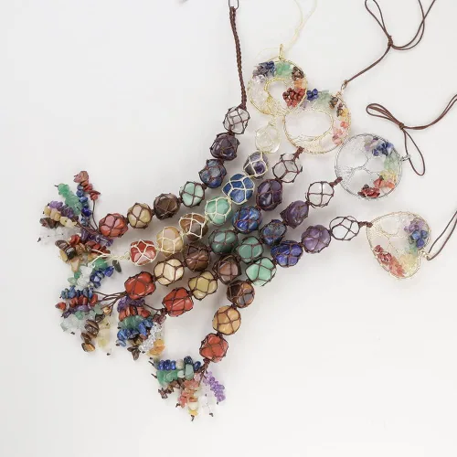 Miniatura 7 de Anjiucc Árbol de la vida de cristal curativo de 7 chakras para colgar en la pared, decoración de interiores, decoración de ventanas, meditación