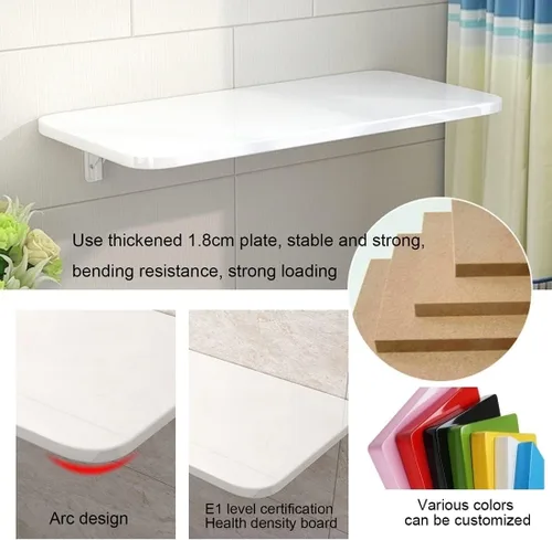 Miniatura 2 de Mesa plegable para lavandería, mesa de madera montada en la pared, soporte resistente, mesa de pared resistente, mesa plegable flotante, mesa