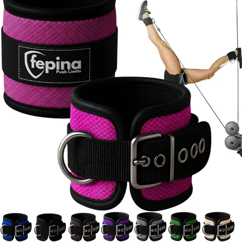 Miniatura 7 de Correas de tobillo duraderas para máquinas de cable (paquete de 2) – Puños de tobillo ajustables para gimnasio para hombres y mujeres, cierre