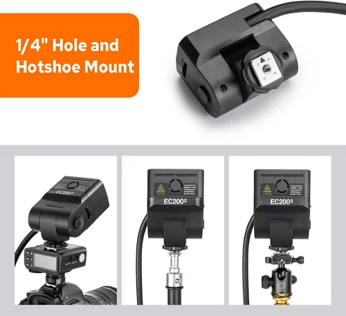 Miniatura 5 de Godox EC200 II - Cabezal de extensión para flash Godox AD200Pro II, extensor de cabeza de 200 W con cable de extensión de 2M, zapata fría de metal