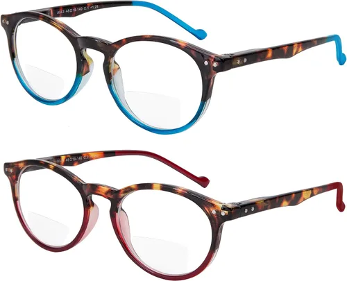 Miniatura 5 de Yogo Vision Bifocal Reading Glasses 2 Pack Plastic Keyhole Spring Hinge Frames Bifocal Readers for Men and Women
