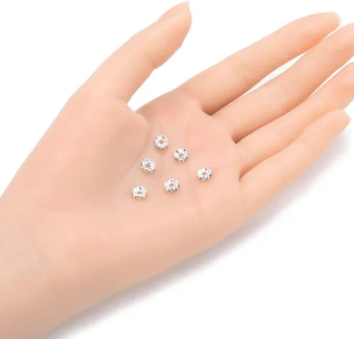 Miniatura 2 de 200 cuentas sueltas de Adabele grado A de 0.236 in con diamantes de imitación transparentes de cristal transparente, cuentas sueltas chapadas