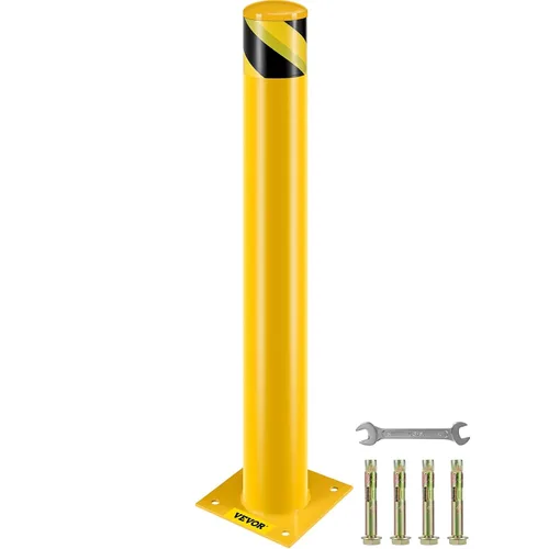 BestEquip Bolardo de seguridad 36-4.5 Bolardo de barrera de seguridad 4-1/2" DE 36" de altura Revestimiento de polvo amarillo Tubo de acero Barrera