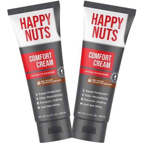 Miniatura 10 de HAPPY NUTS Desodorante en crema Comfort para hombres: defensa del sudor antirozaduras, control de olores, sin aluminio, esencial de viaje