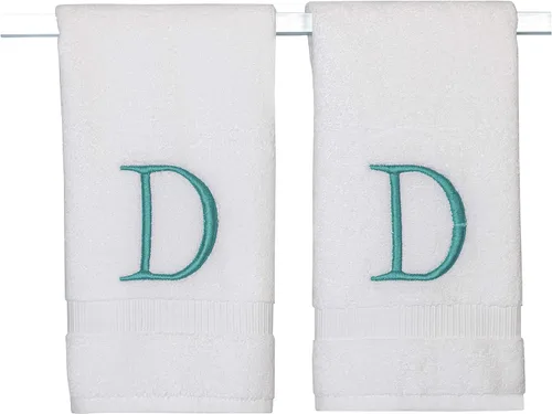 Miniatura 52 de Toalla de mano con inicial beige para baño, toalla bordada decorativa de calidad de hotel de lujo con monograma para tocador, spa, certificado