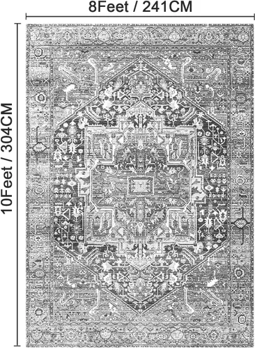 Miniatura 2 de Artnice Alfombras para sala de estar, 8 x 10, diseño vintage, lavables a máquina, antideslizantes, resistentes a las manchas, alfombra bohemia