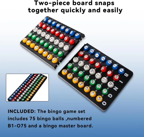 Miniatura 5 de GSE Games & Sports Expert - Tablero maestro profesional de bingo y bolas multicolor de 7/8 pulgadas, tablero de llamadas de bingo negro