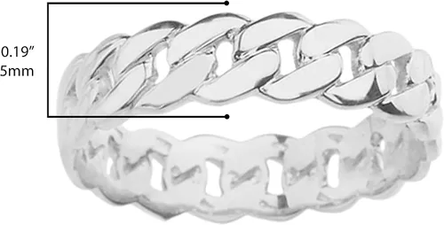 Miniatura 3 de Celtic Rings - Anillo de plata fina con eslabones cubanos de 5 mm