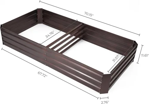 Miniatura 6 de LuxenHome - Kit de cama de jardín elevada galvanizada de 6 x 3 x 1 pies, para exteriores, caja rectangular de metal para jardinería, maceta grande