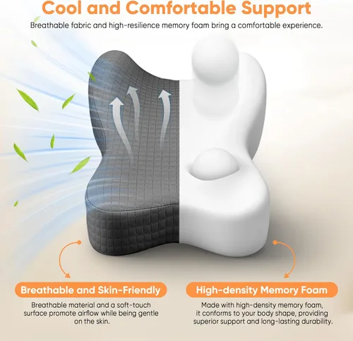 Miniatura 5 de Knee Pillow for Side Sleepers, Leg Pillow for Side Sleeping, Sciatica Pain Relief, Hip with Ergonomic Memory Foam – Large Grey Cushion for Thigh