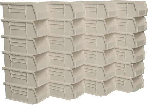 Paquete de 24 contenedores colgantes de plástico 30220 de Akro-Mils, apilables, 7 x 4 x 3 pulgadas, color negro Piedra